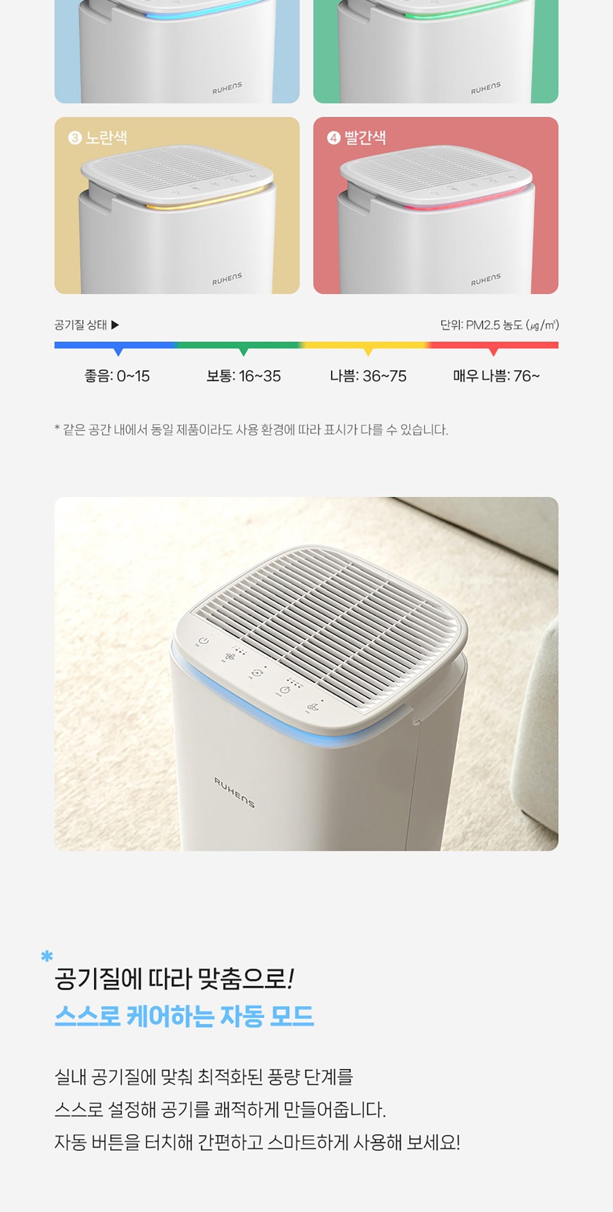 루헨스 공기청정기 에어 상세