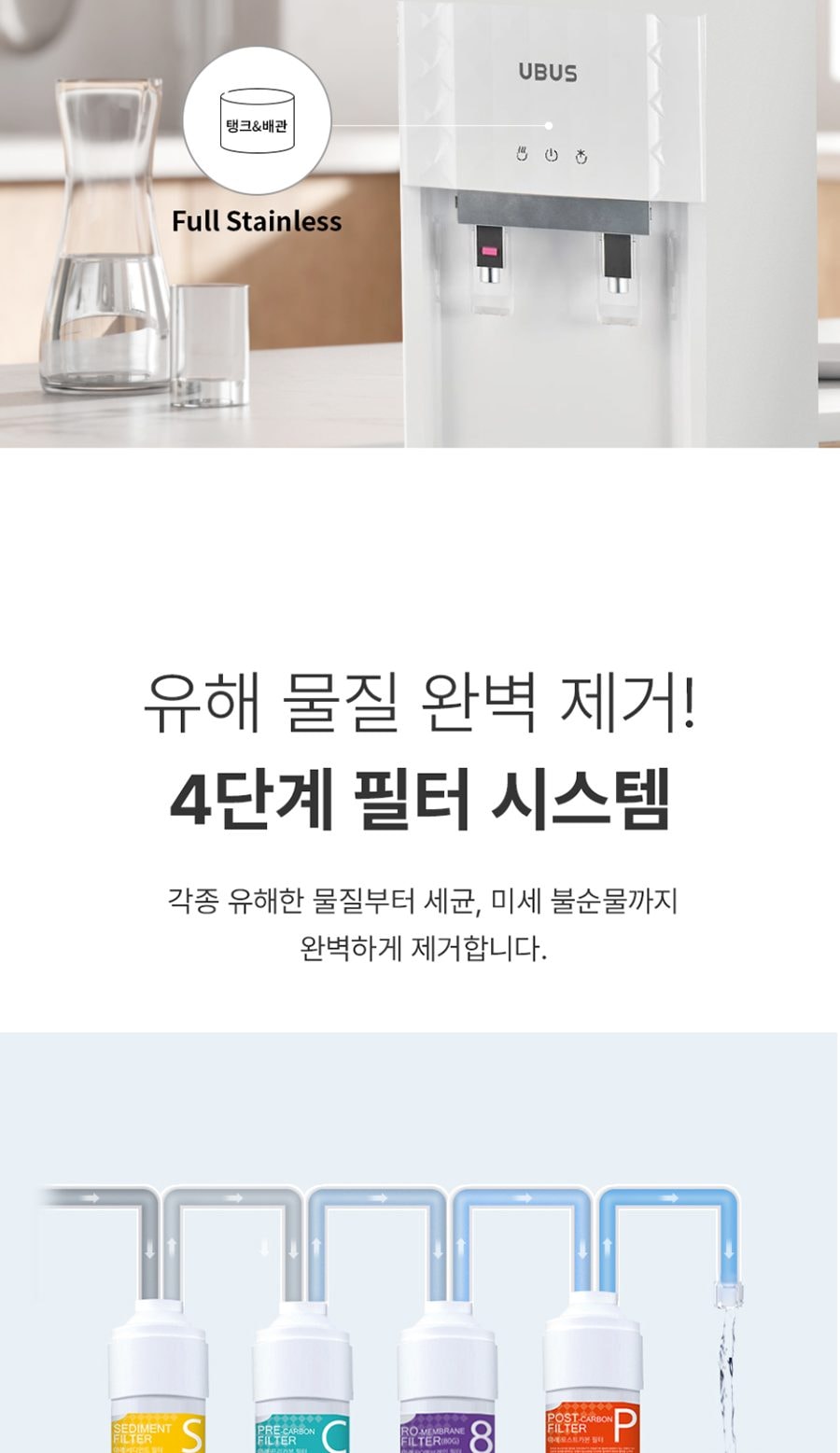 유버스 준용량 정수기 (냉온정) 상세
