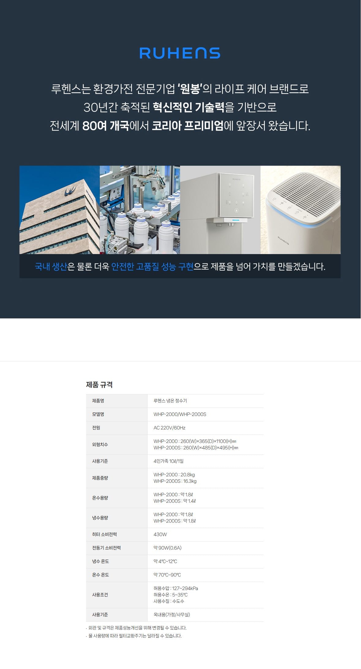나노팩트 냉온정수기 하프형 상세