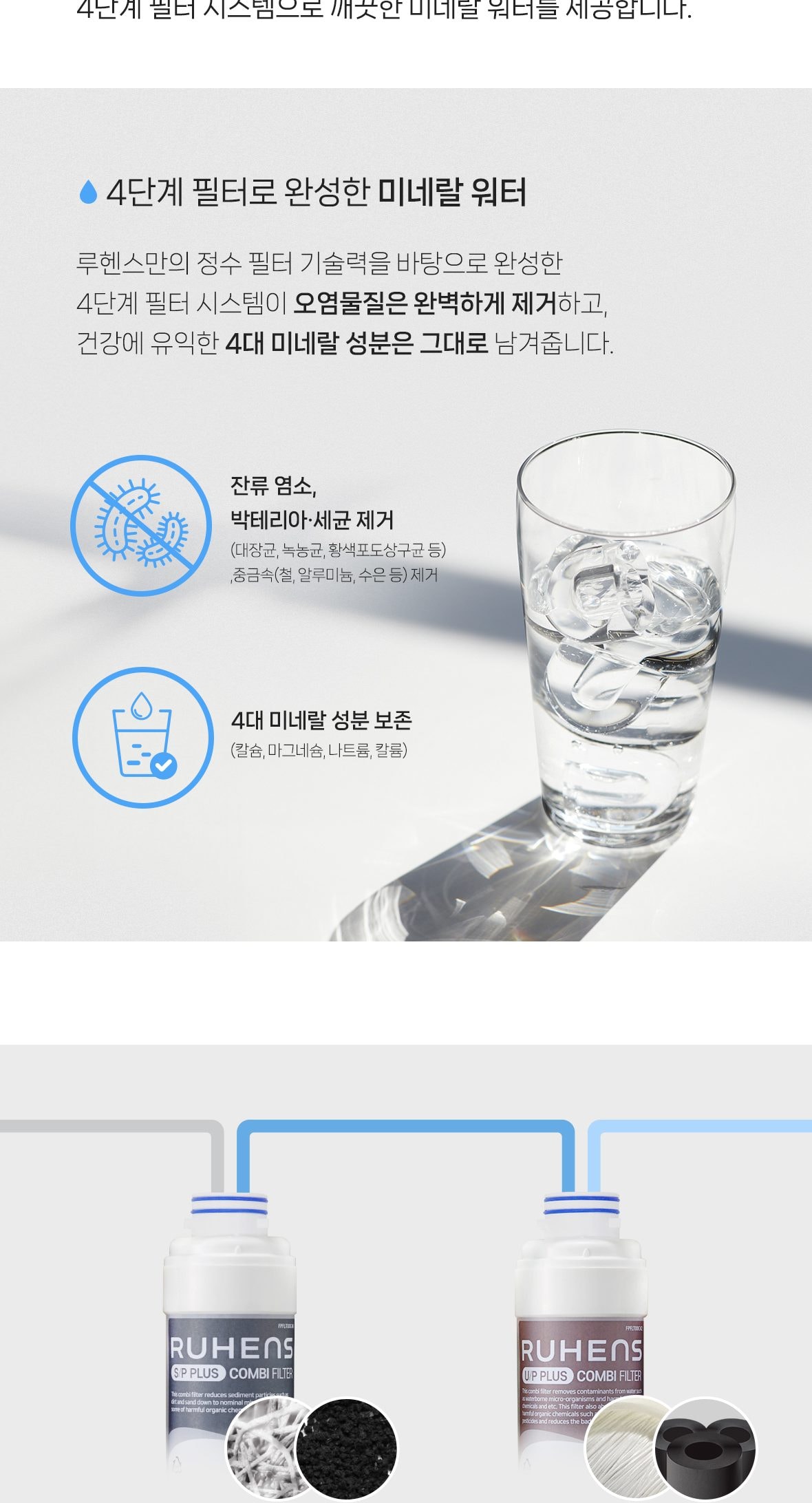 루헨스 무전원 정수기 슬림+ 상세