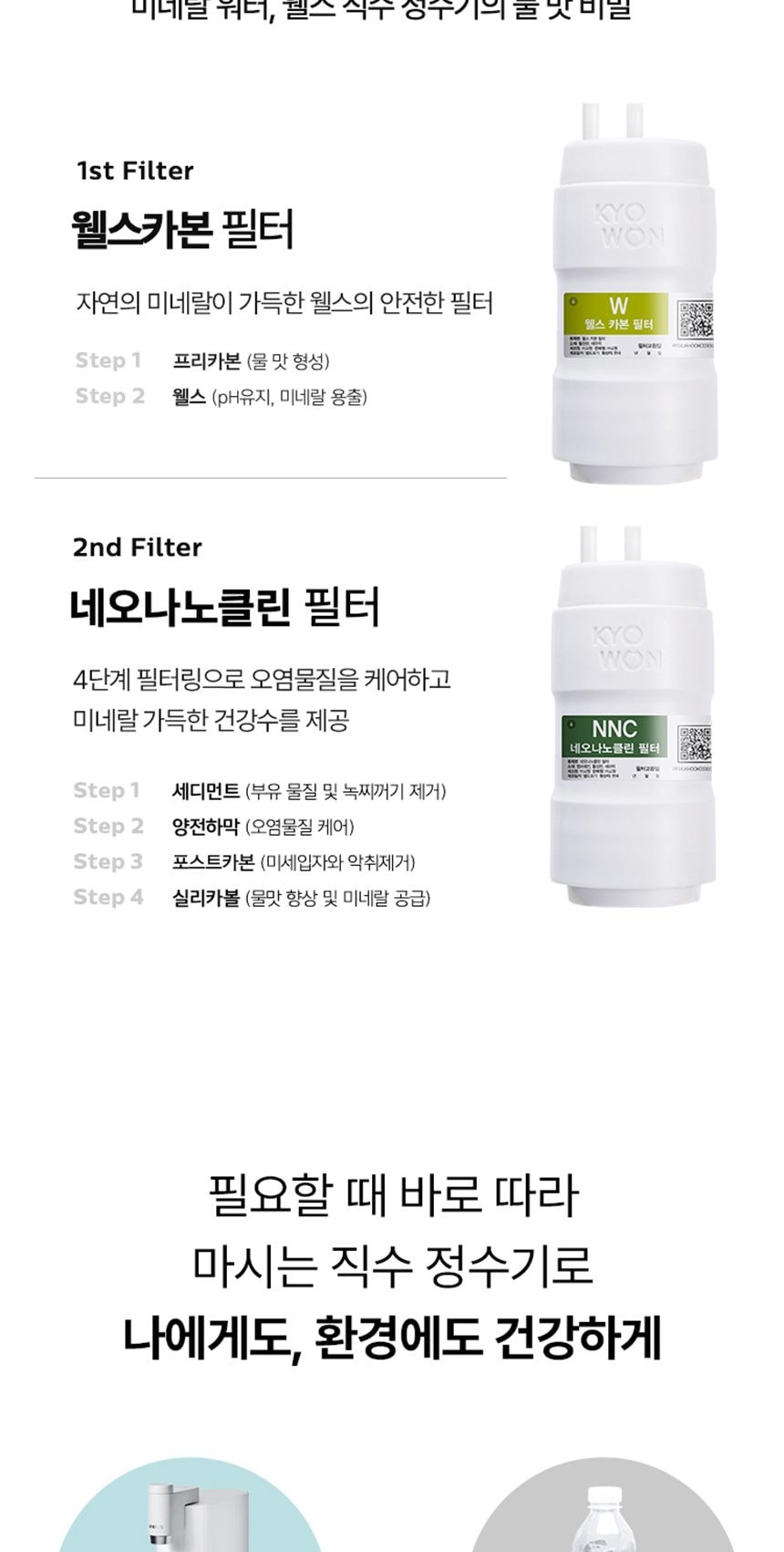 웰스 미미 직수 무전원 정수기 (정수) 상세