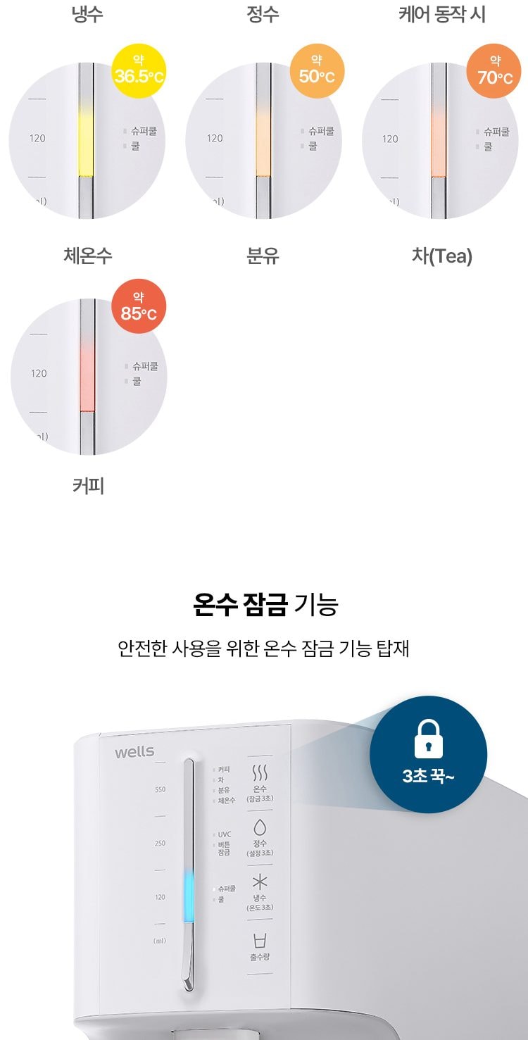 웰스 슈퍼쿨링2 정수기 (냉온정) 상세