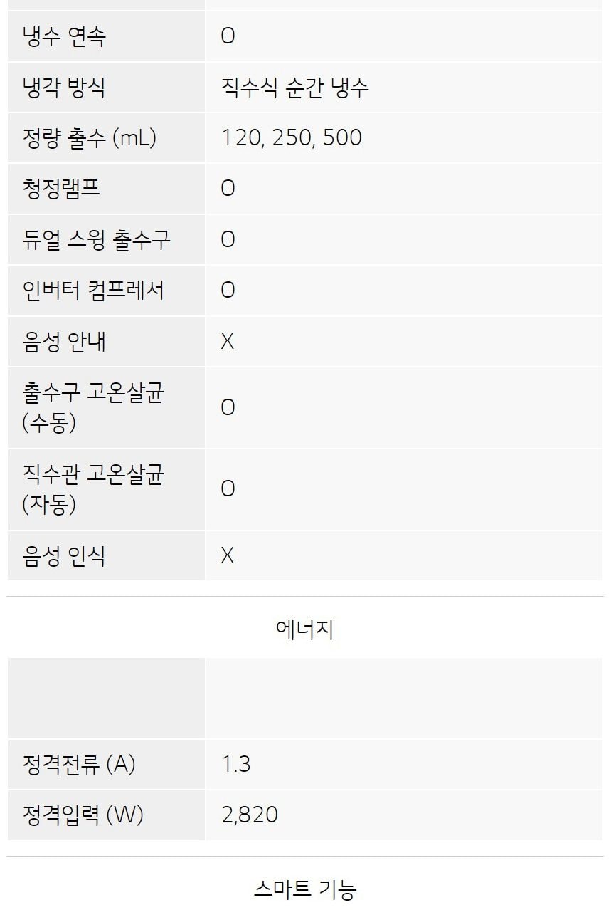 LG 퓨리케어 듀얼 정수기 (냉온정) 상세