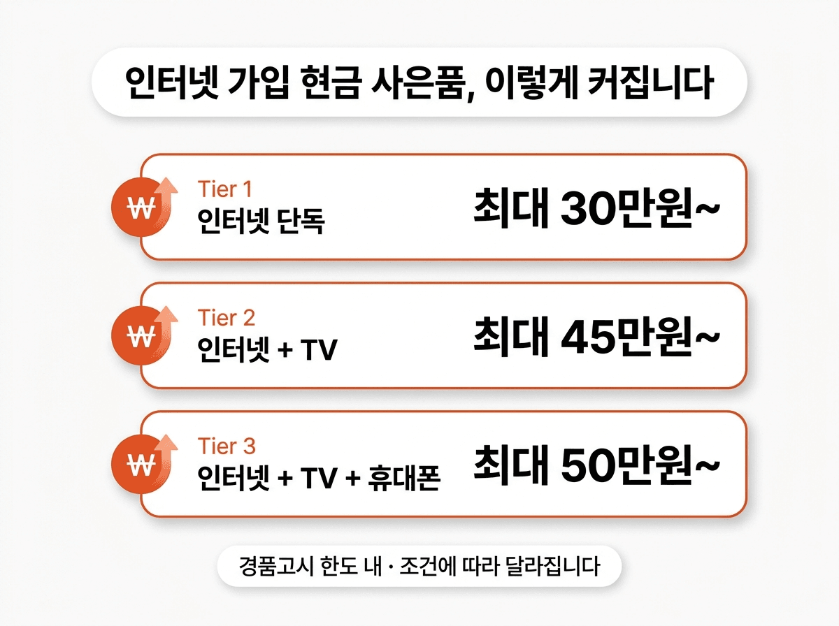 인터넷 현금 사은품 지급 기준 확인 이미지