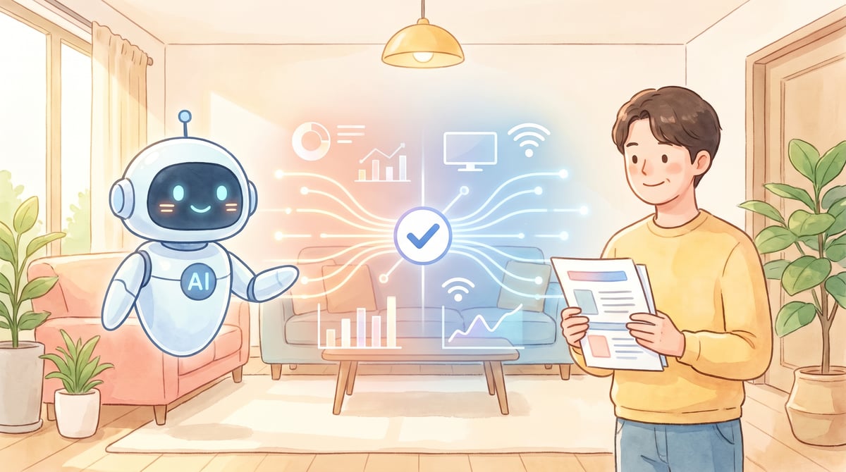 AI 맞춤 설계와 일반 상담의 차이점 비교 일러스트
