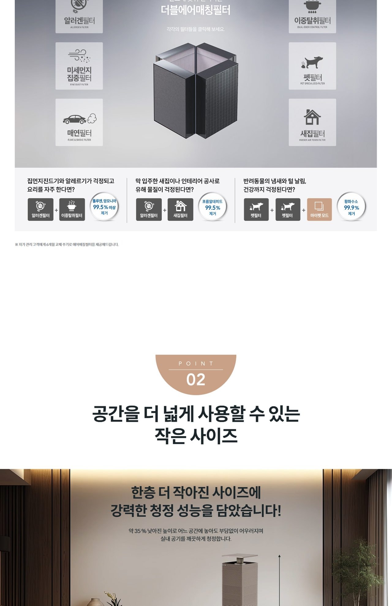 코웨이 노블 공기청정기2 99㎡(30평)형 상세