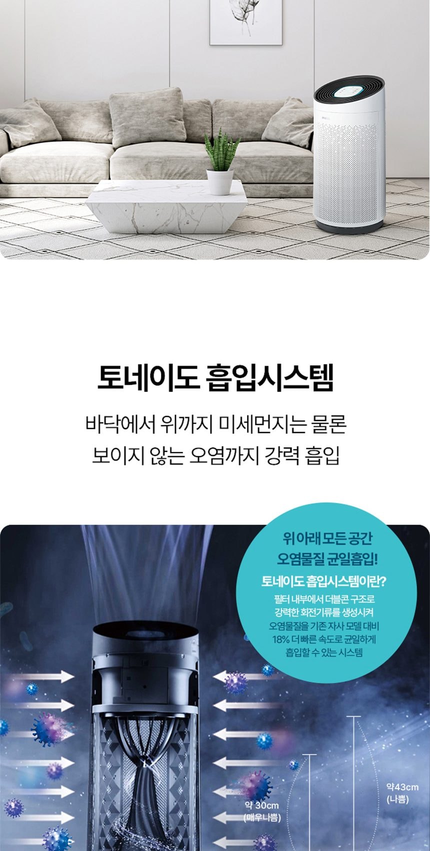 웰스 안심케어 공기청정기 토네이도 72㎡(22평)형 상세