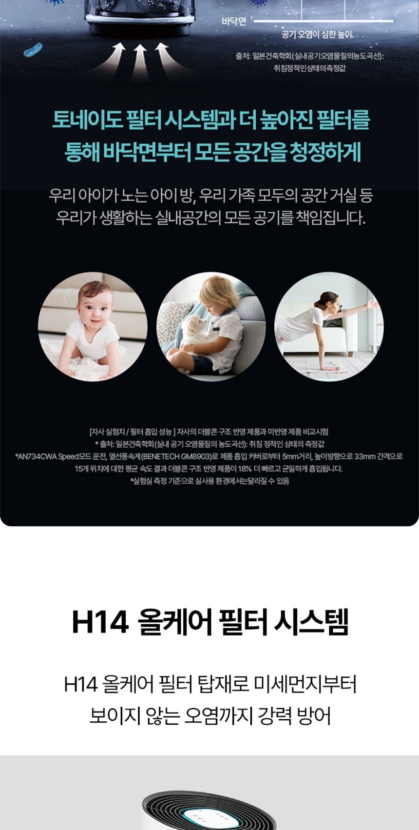 웰스 안심케어 공기청정기 토네이도 72㎡(22평)형 상세