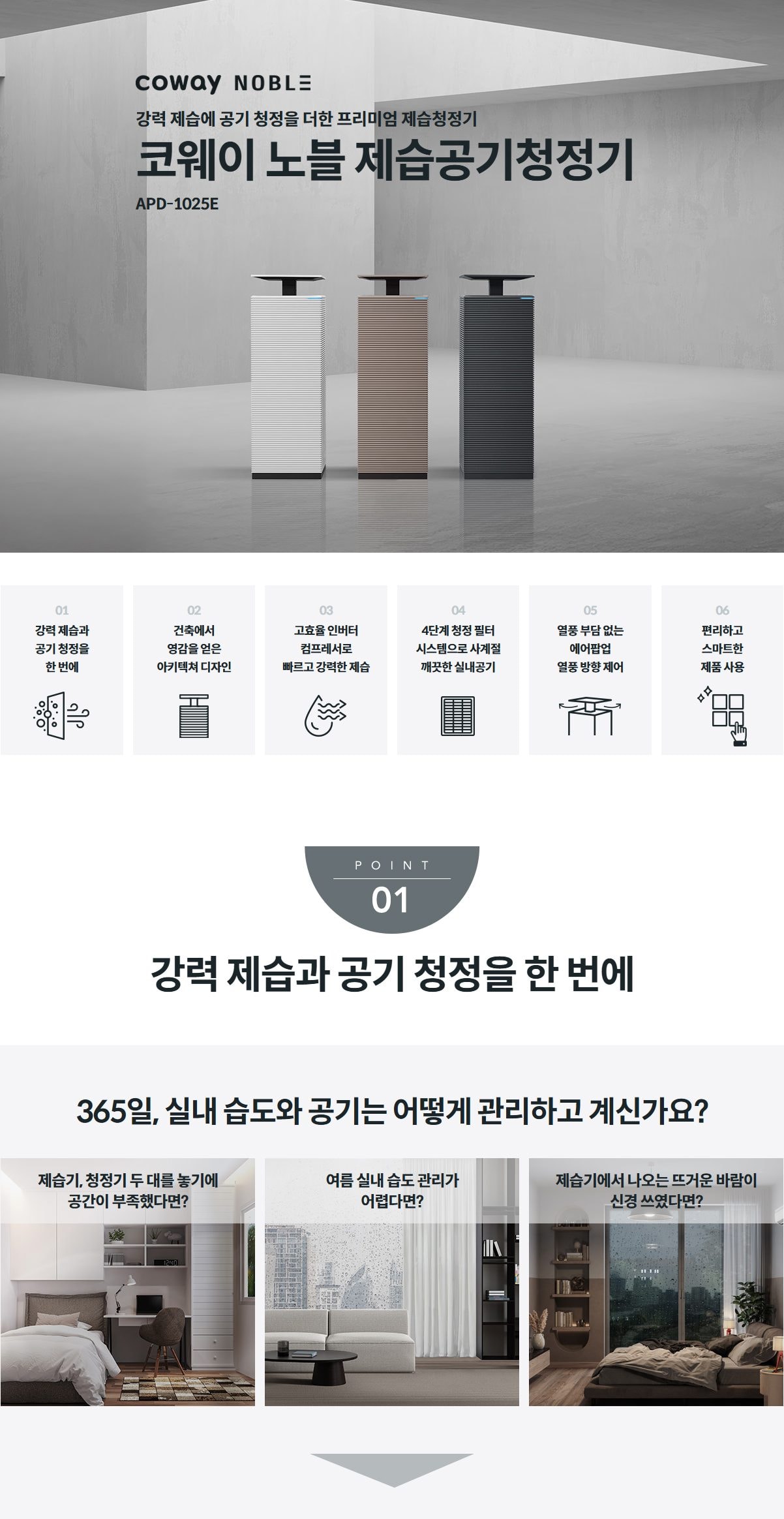 코웨이 노블 제습공기청정기 상세