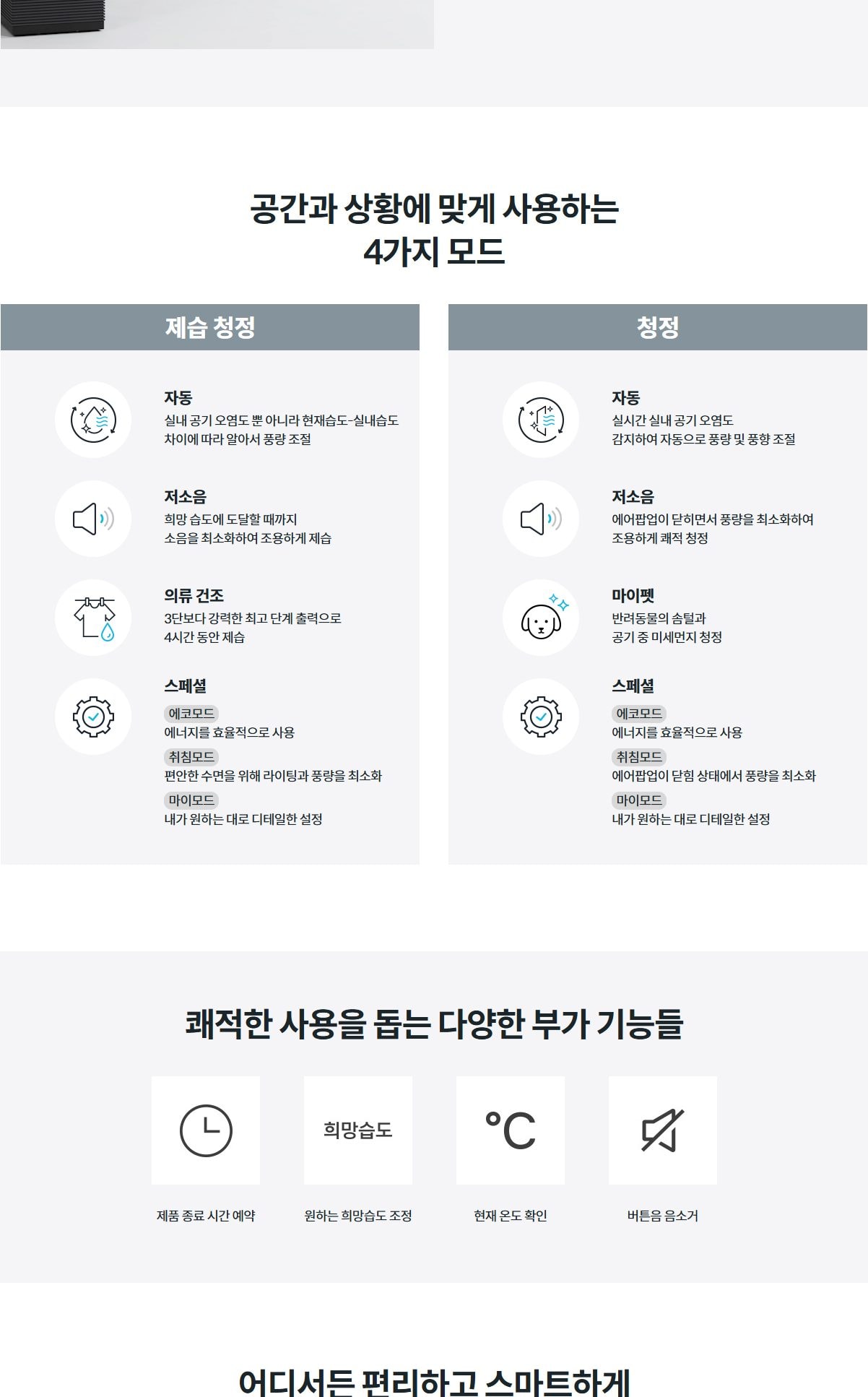 코웨이 노블 제습공기청정기 상세