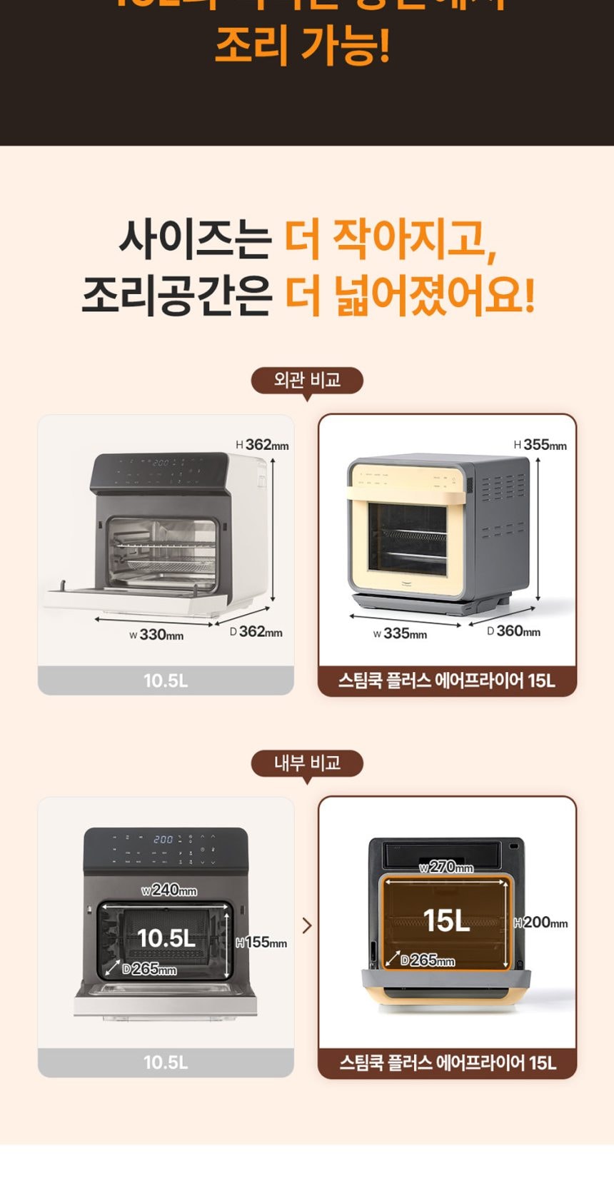 스팀쿡 플러스 로티세리 에어프라이어 15L 상세