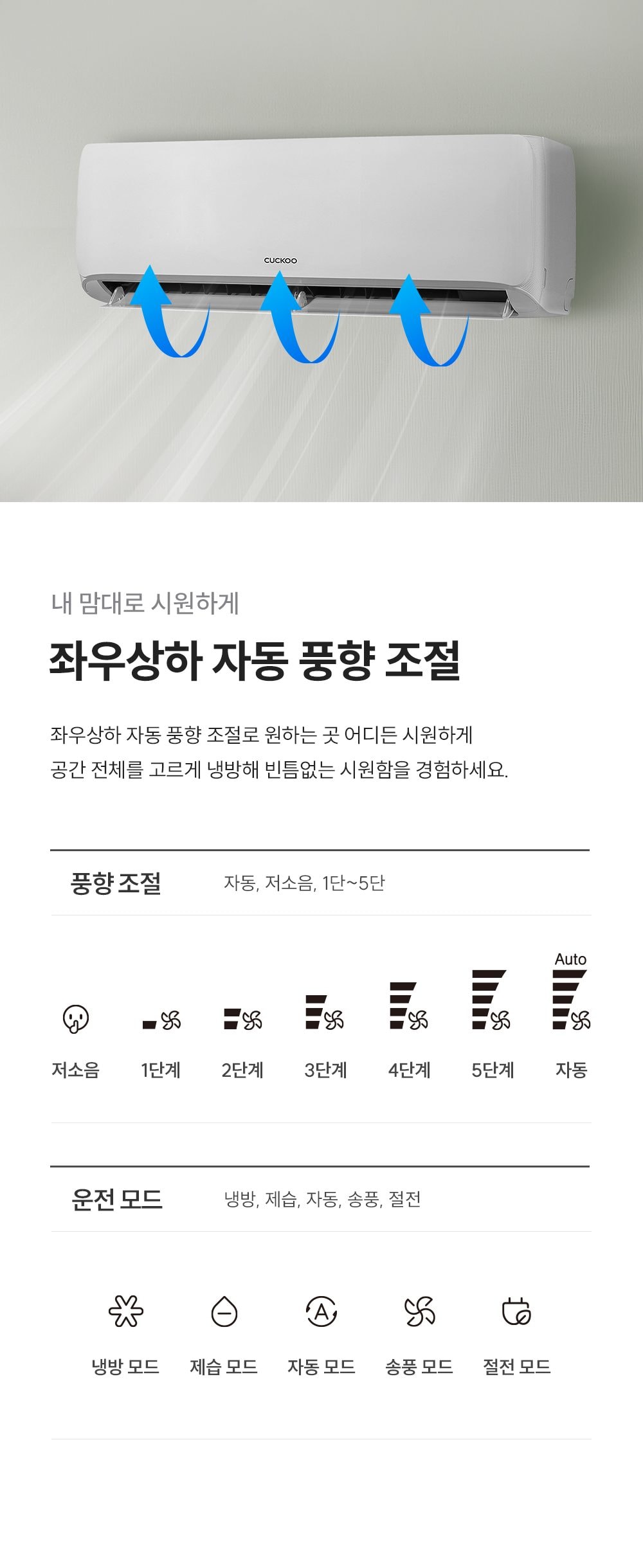 쿠쿠 인스퓨어 벽걸이 에어컨 6평형 CA-CRC0610W 상세 이미지 6