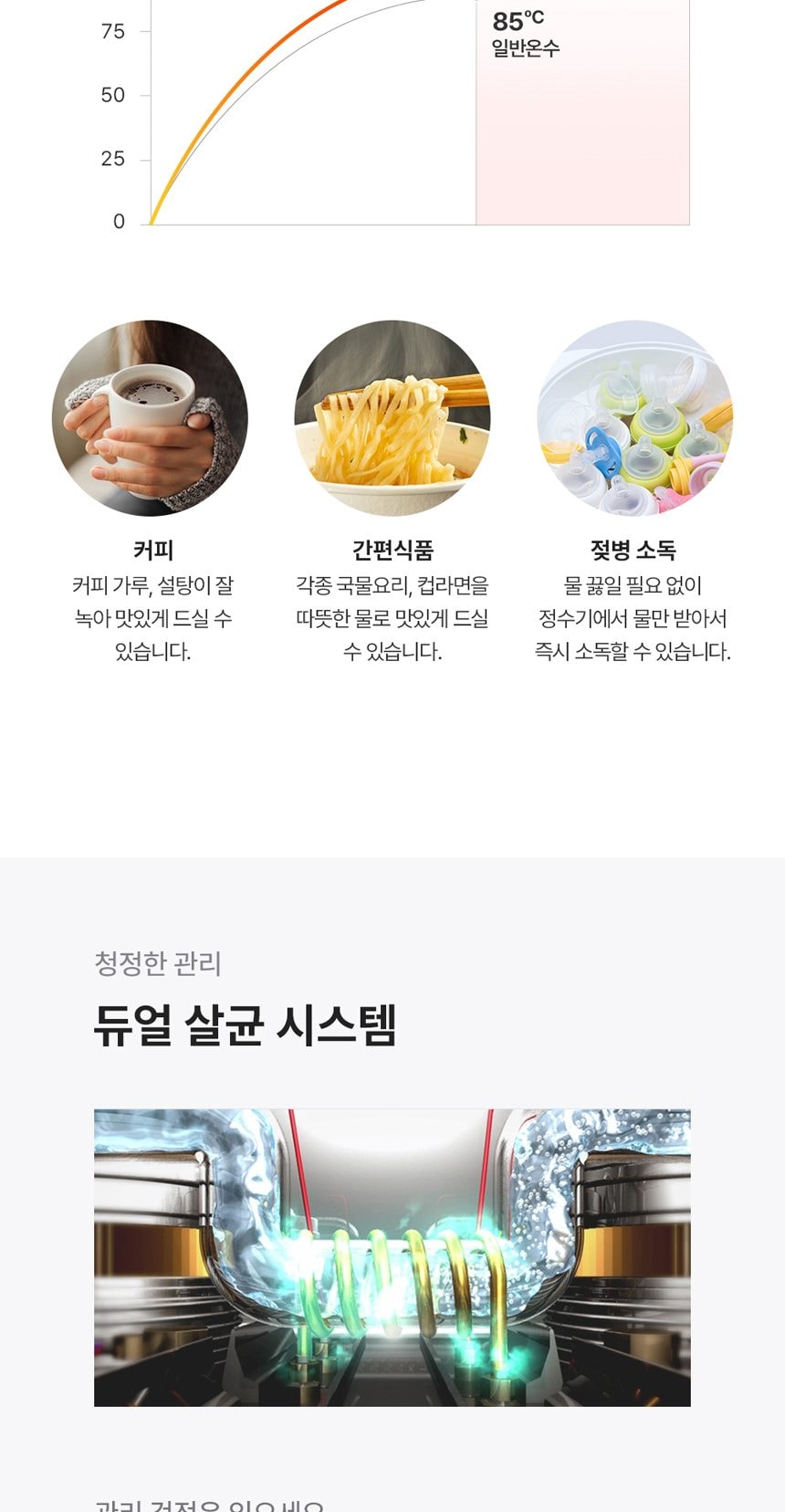 쿠쿠 대용량 초고온수 얼음정수기 (얼음냉온정) 상세