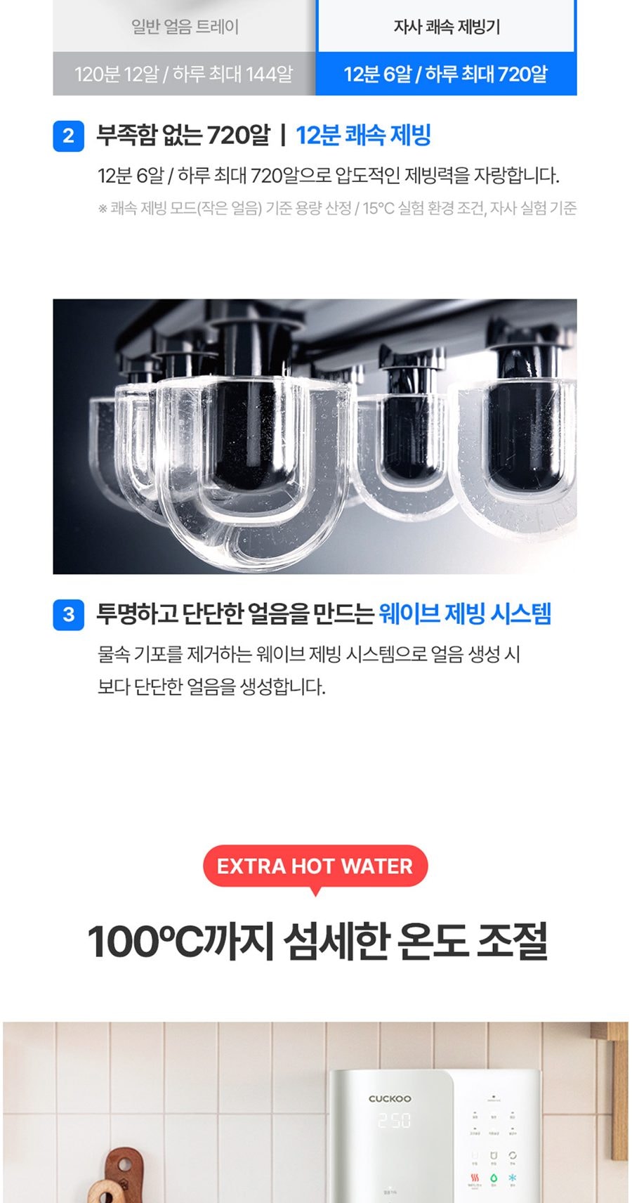 쿠쿠 제로100 끓인물 얼음정수기 (얼음냉온정) 상세