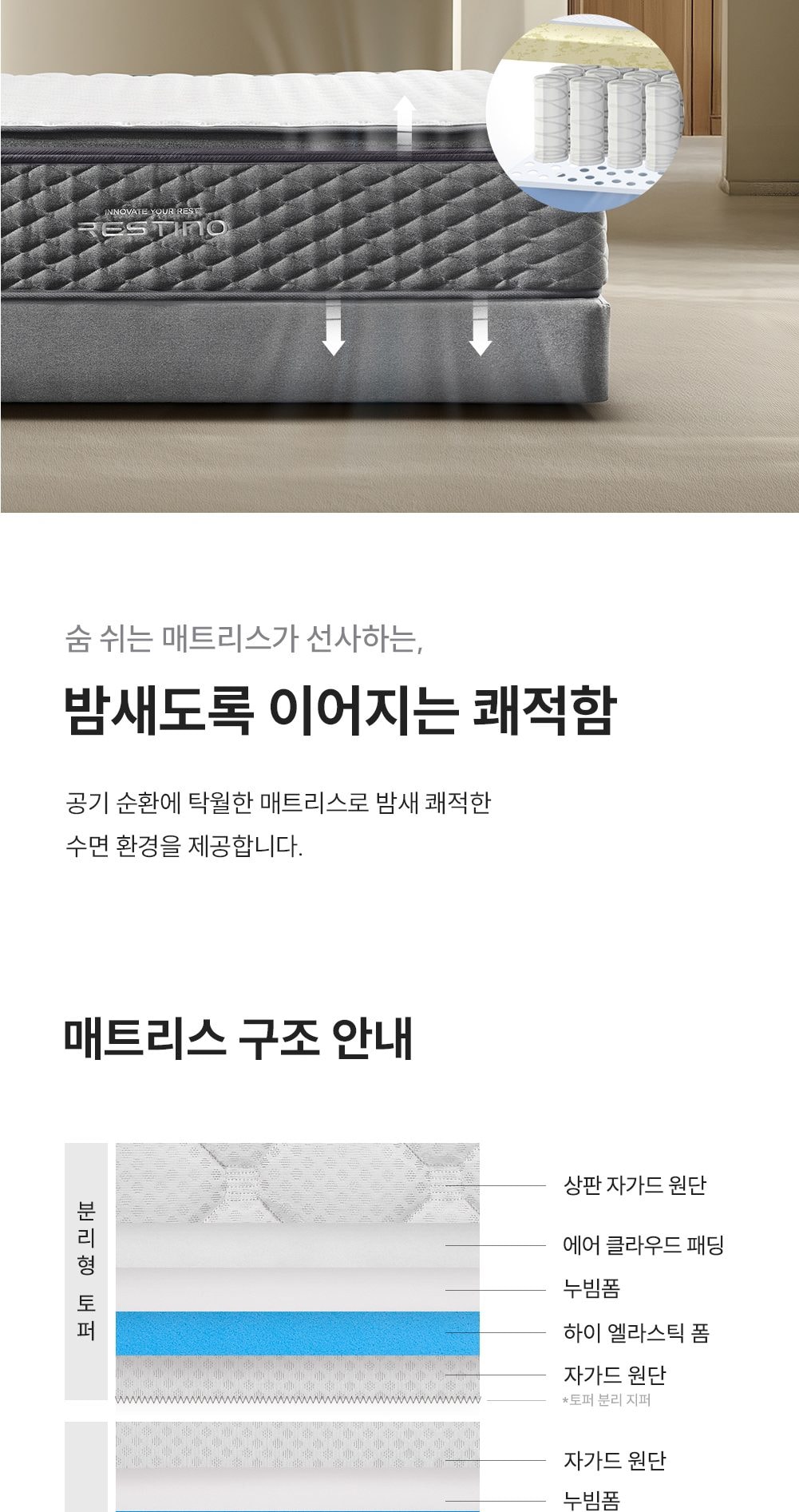 쿠쿠 레스티노 매트리스 Q 상세