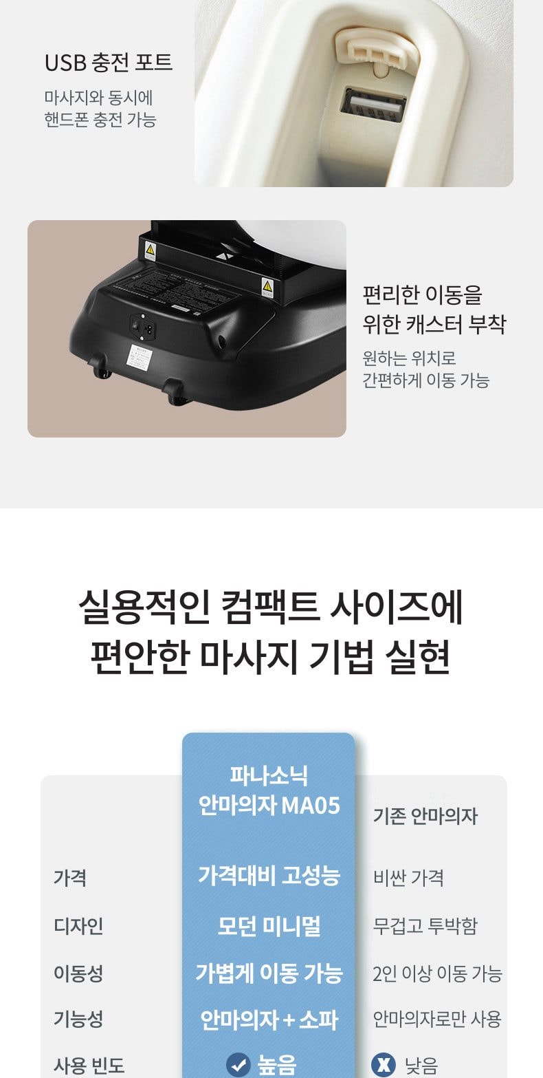 안마의자 화이트블루 상세