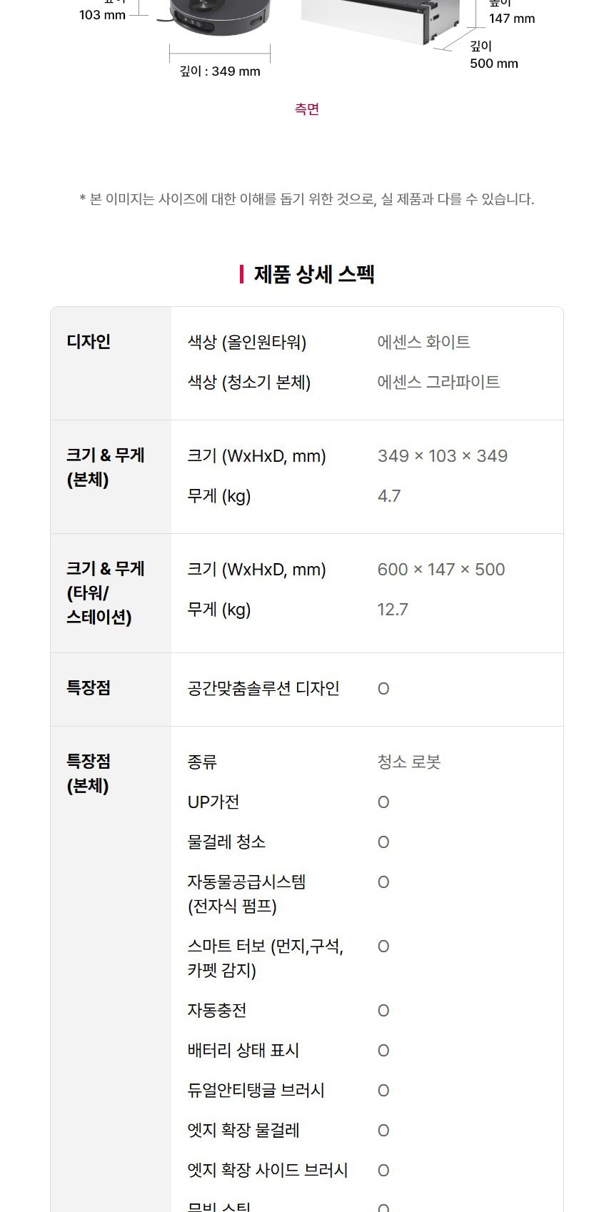 LG HOM-BOT AI 오브제컬렉션 RONi(로니) (히든스테이션) 흡입+스팀 물걸레 상세