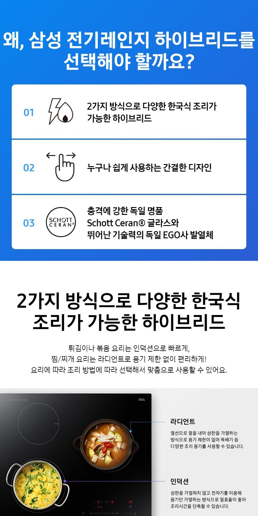 하이브리드 전기레인지 3구 상세