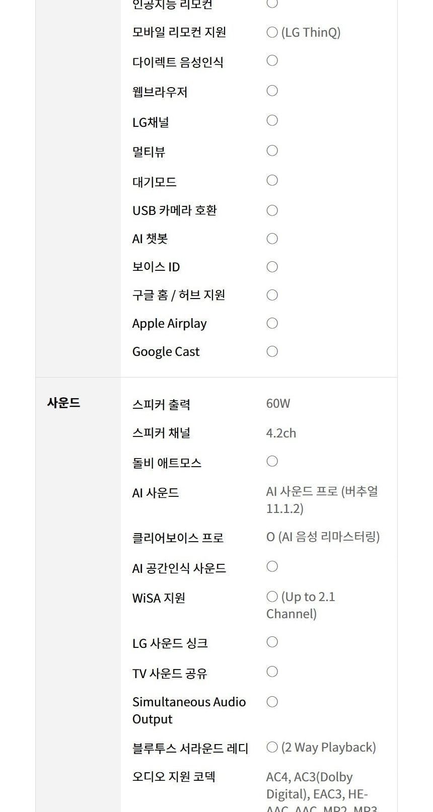 LG 올레드 evo G5 65인치 상세