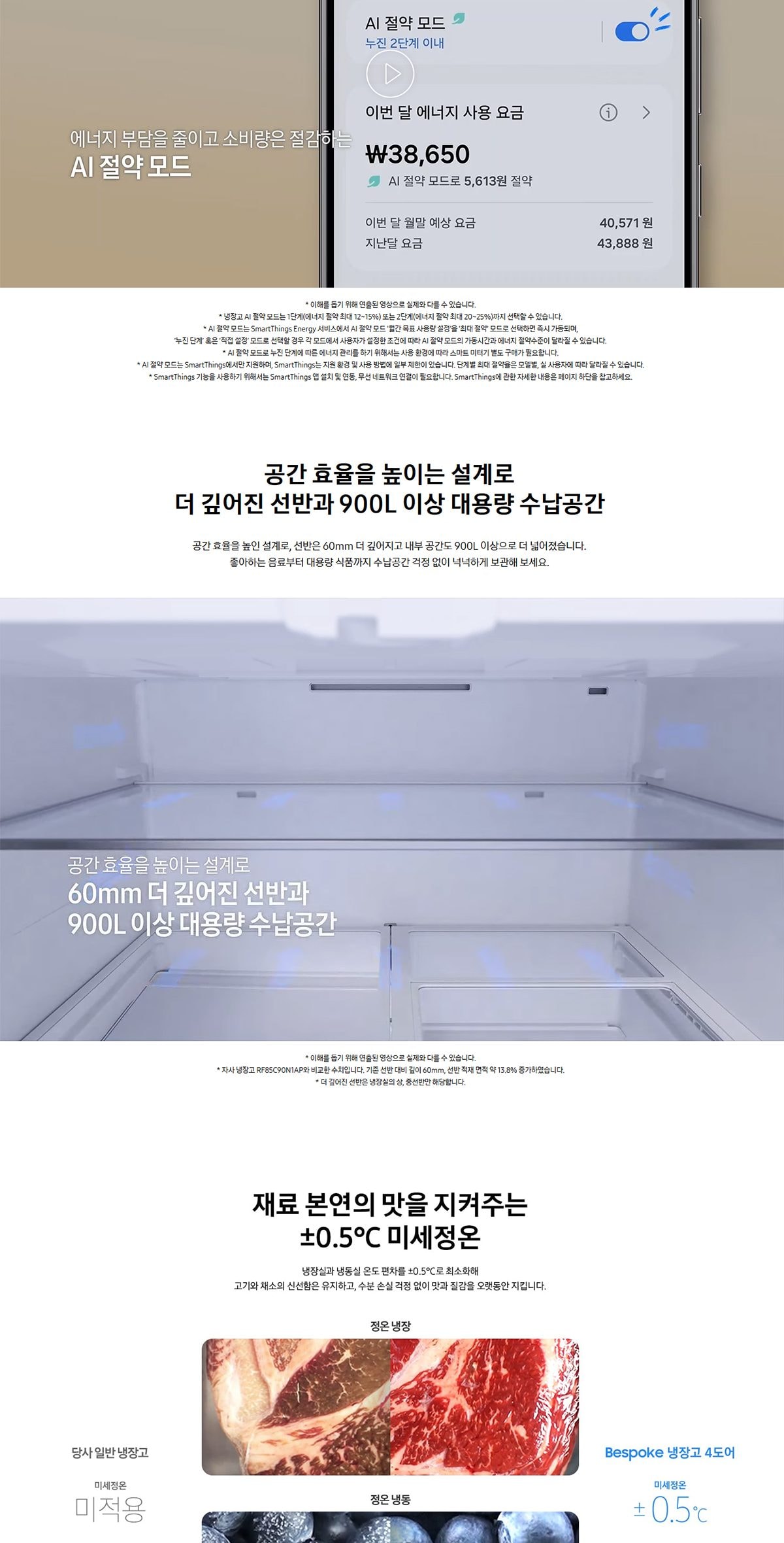 Bespoke AI 냉장고 4도어 905L 상세