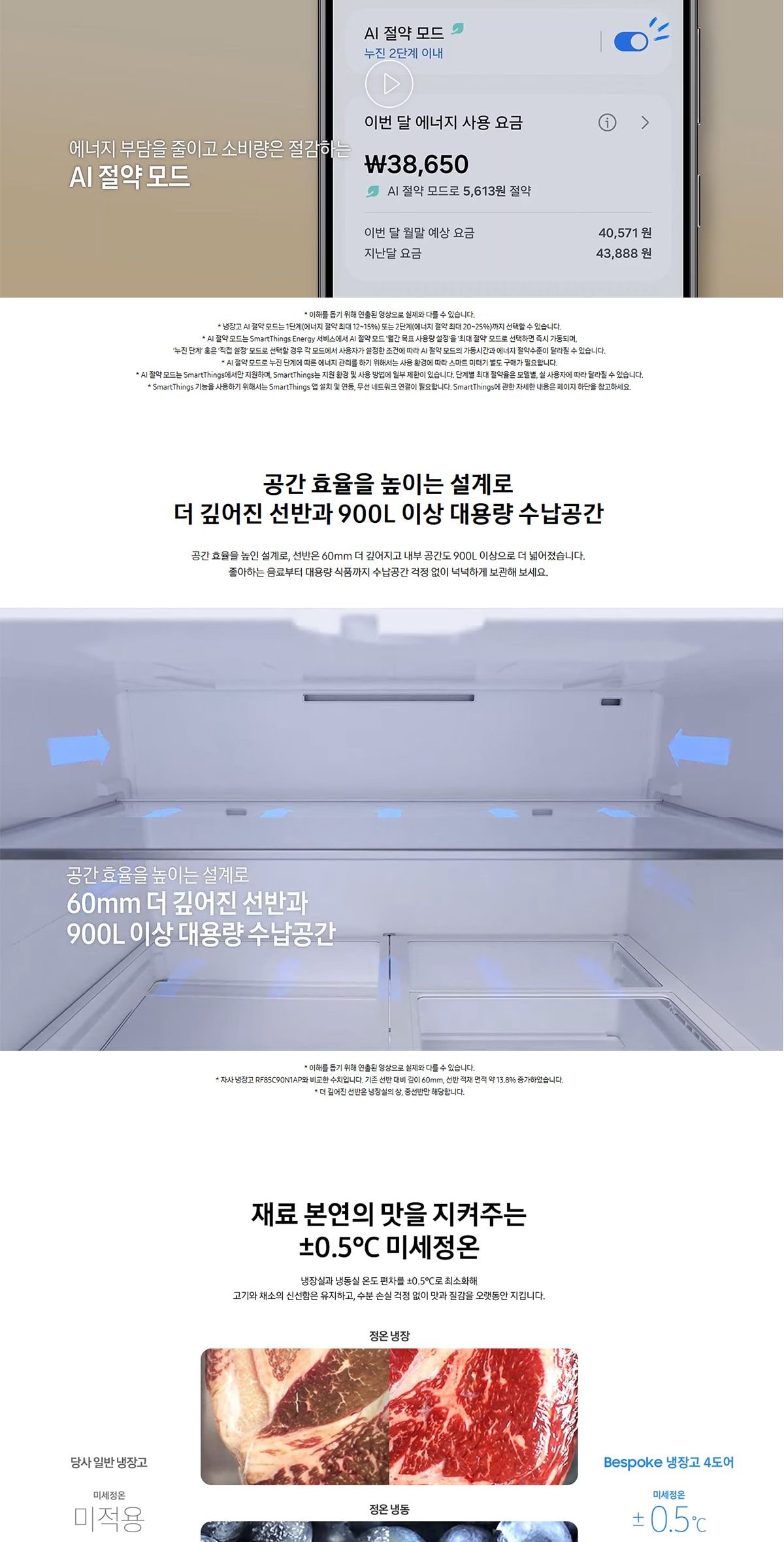 Bespoke AI 냉장고 4도어 905L 상세