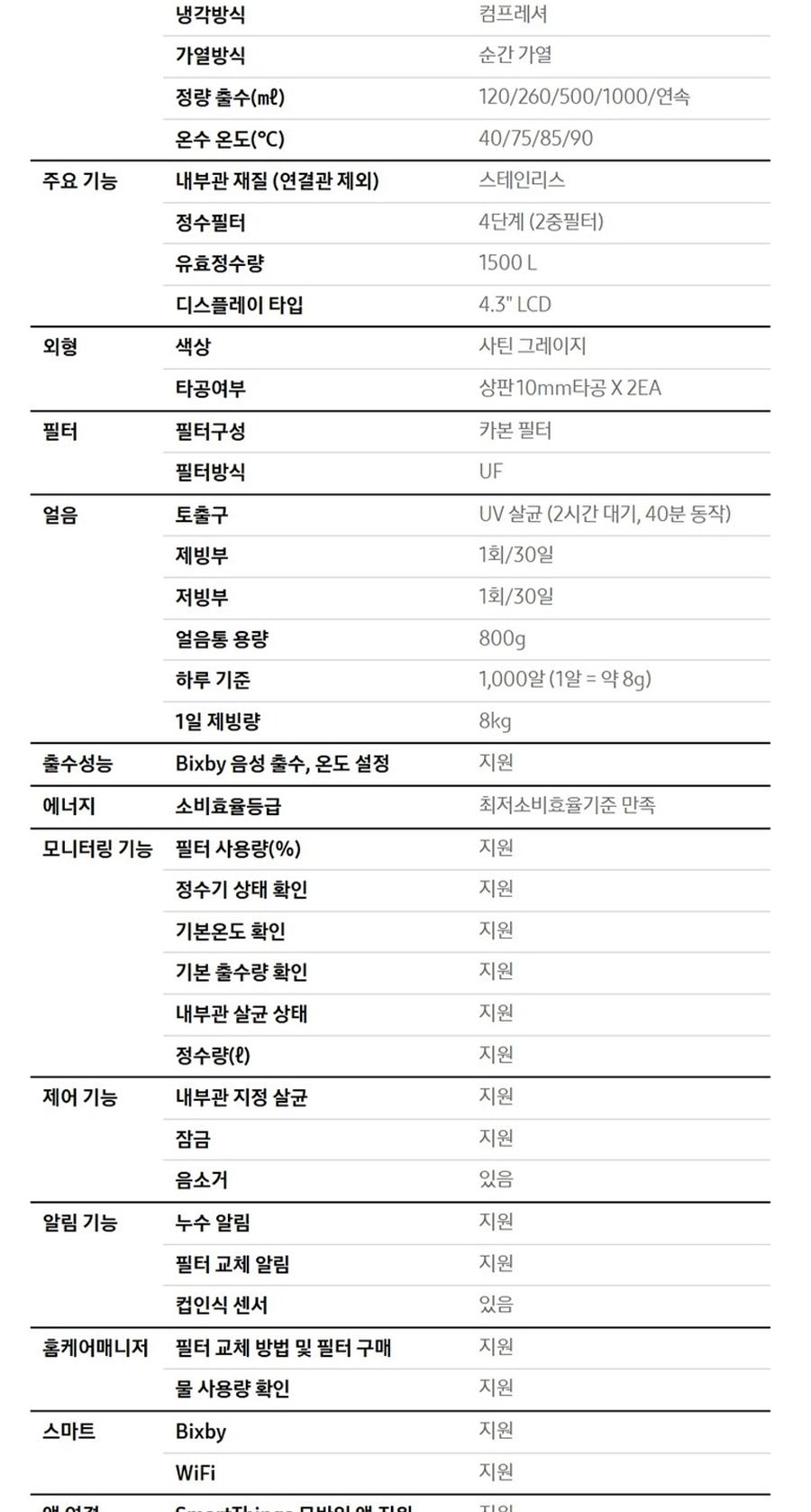 비스포크 AI 얼음정수기 상세
