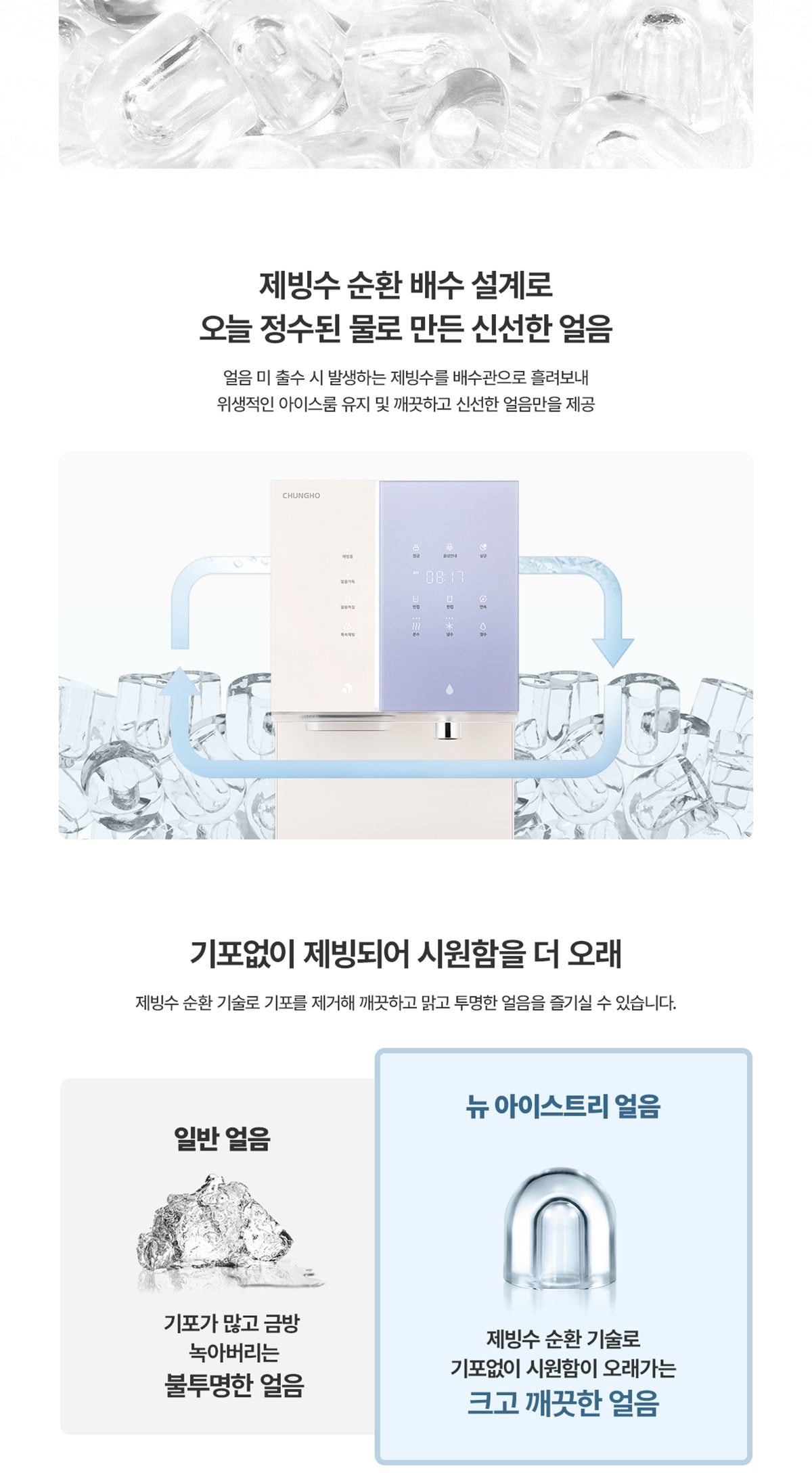 청호나이스 얼음 정수기 뉴 아이스트리 (얼음냉온정) 상세